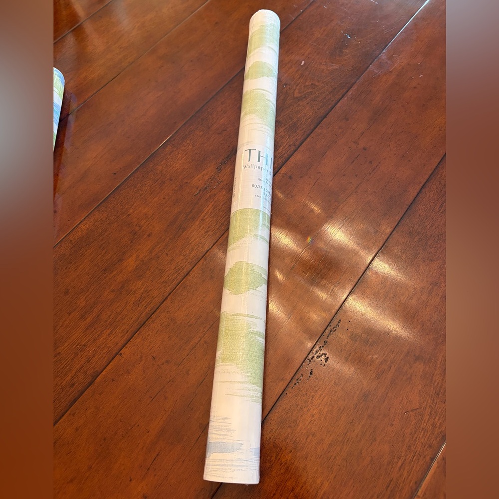 THIBAUT Island Ikat Green White Blue Wallpaper Double Roll NEW IN PACKAGING